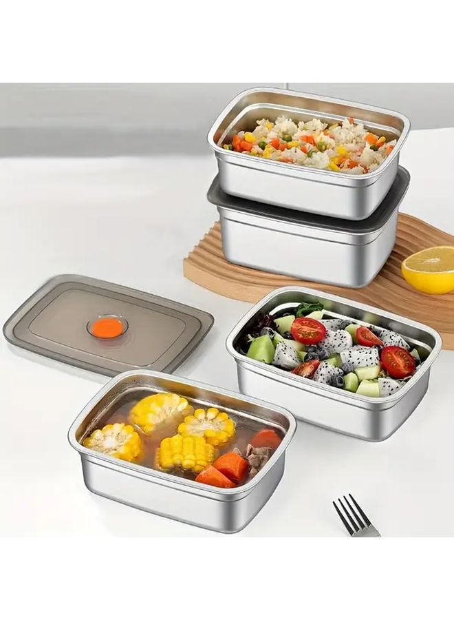 A Set Of 4 Large Airtight Stainless Steel Food Storage Containers For Organizing Salads Fruits And Fridge Storage Kitchen Essentials - Image 1