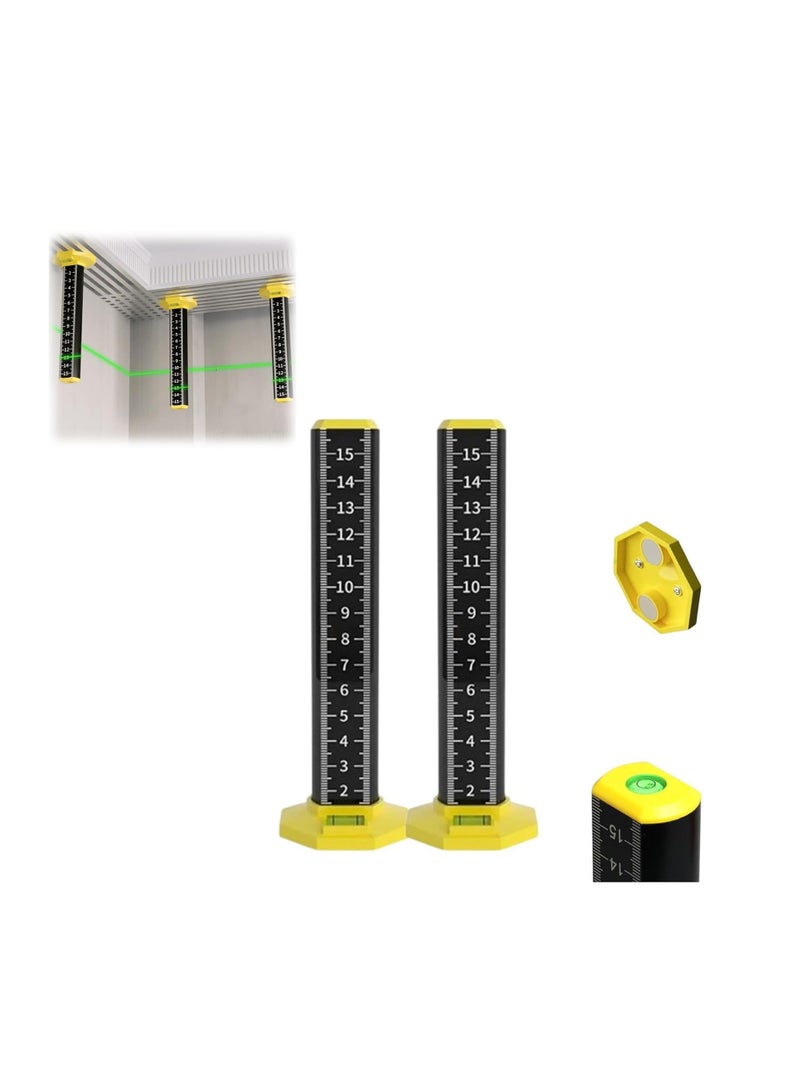 Ceiling and Floor Tile Height Ruler, Objects Height Measurement Tool Ensure Height Equal, with Magnetic Base, Leveling Special Ruler,Aluminum Alloy Laser Engraved Ruler, Tile Paving (2 PCS) - Image 1