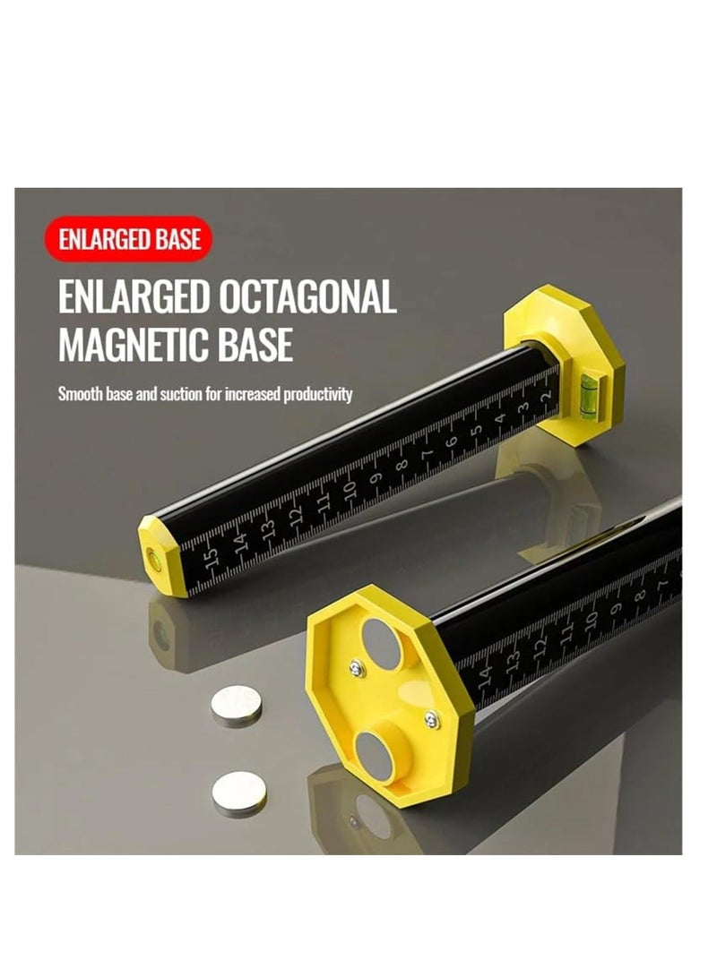 Ceiling and Floor Tile Height Ruler, Objects Height Measurement Tool Ensure Height Equal, with Magnetic Base, Leveling Special Ruler,Aluminum Alloy Laser Engraved Ruler, Tile Paving (2 PCS) - Image 3