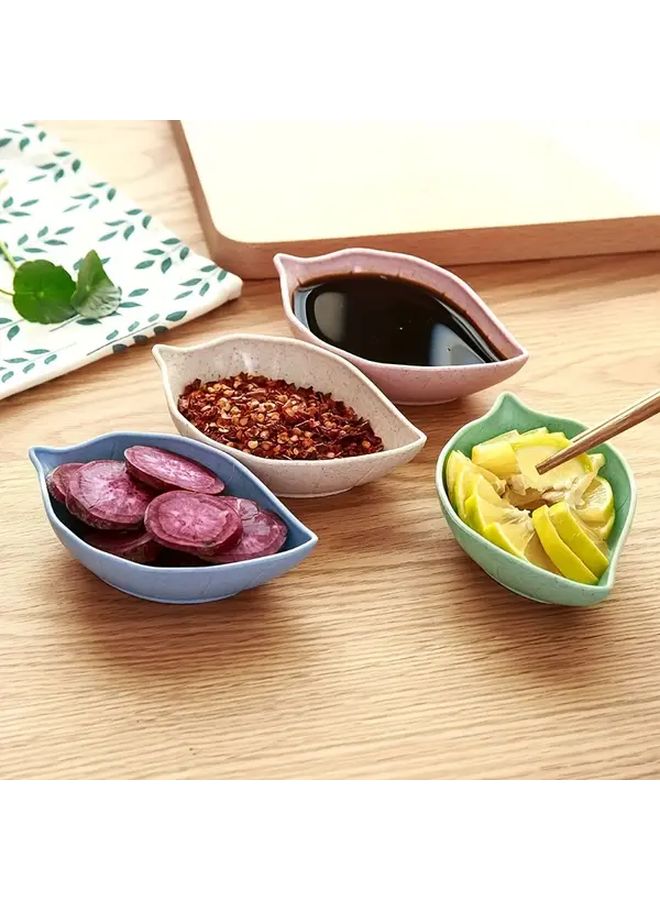 طبق صلصة قش القمح البيج غير قابل للانزلاق، صينية تقديم مستديرة سهلة التنظيف للمنزل والمطعم - Image 2