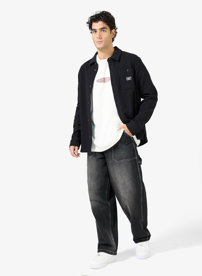 جس تيشيرت كاجوال واسع بياقة دائرية - Image 4