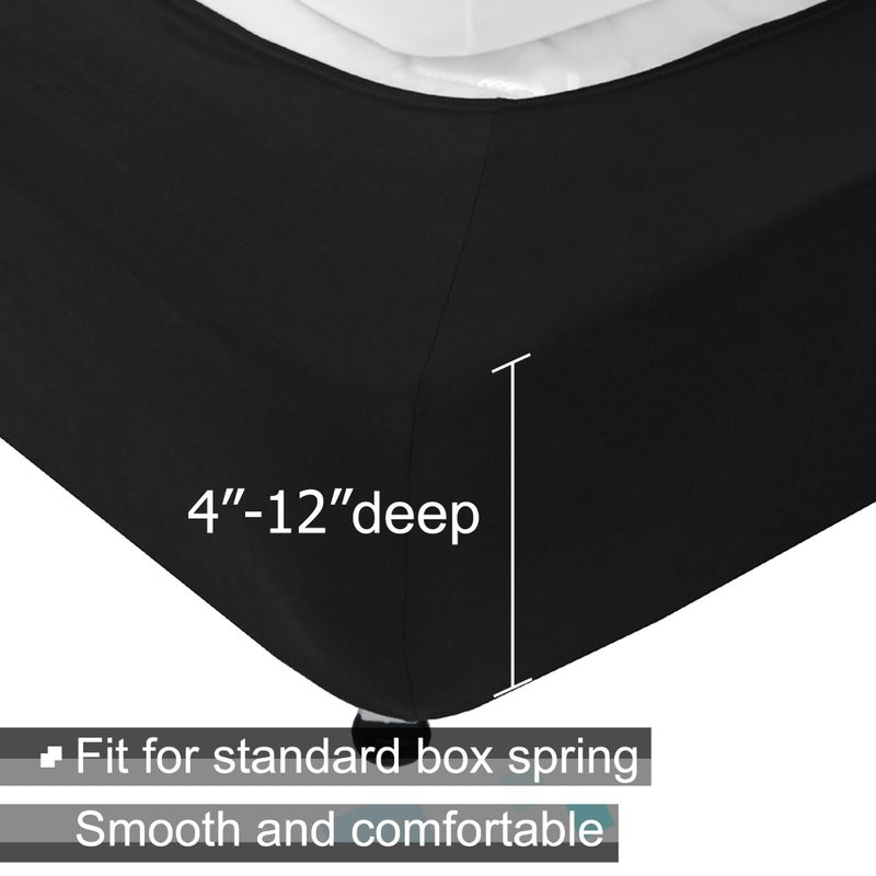 ALYVIA SPRING Box Spring Cover Twin/Twin XL Size - Jersey Knit & Stretchy Wrap Around 4 Sides Bed Skirt for Hotel & Home  Black  - Image 2