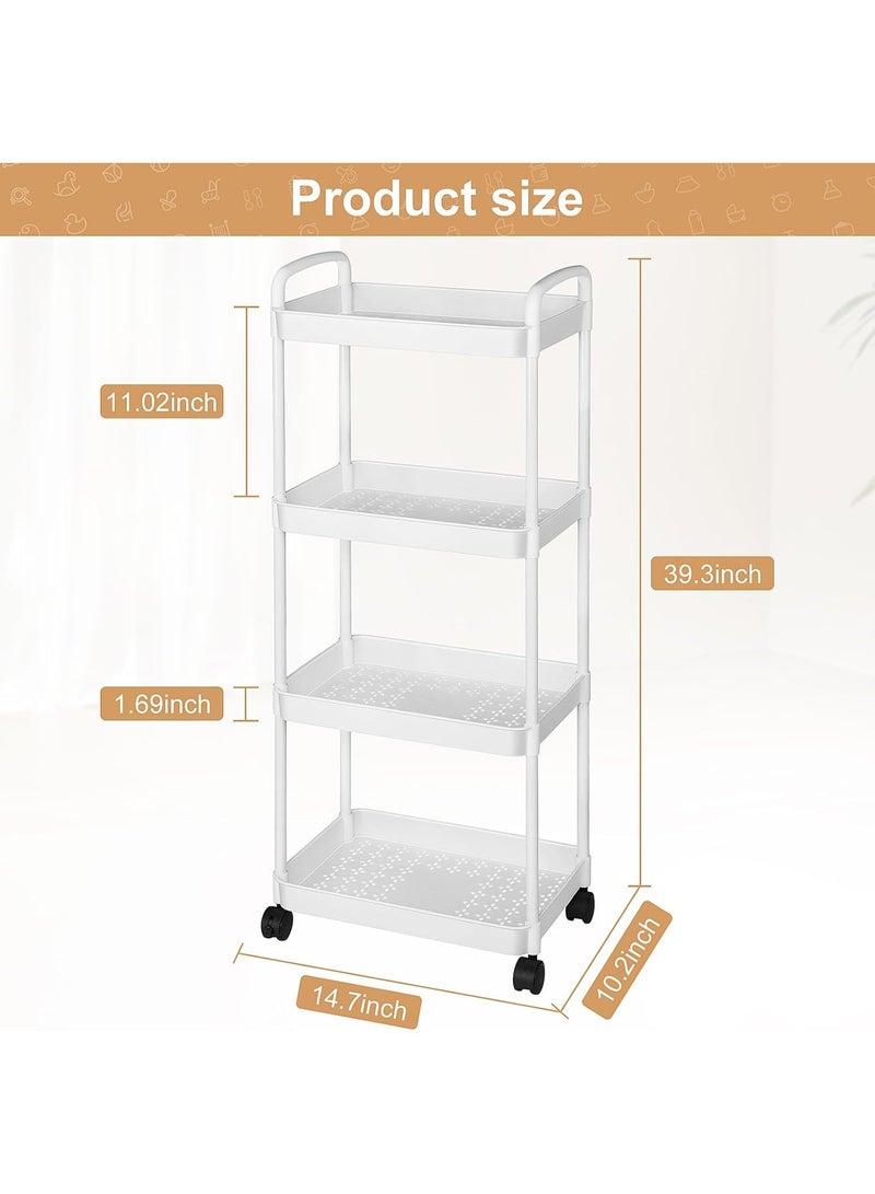 Kimaya 4-Tier Rolling Diaper Caddy Organizer for Baby Essentials - White - Image 2