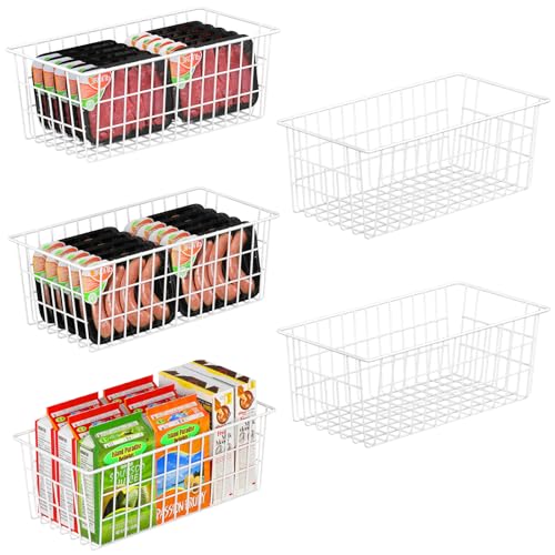 Orgneas Freezer Organizer Bins, Freezer Baskets for Chest Freezer and Upright Freezer Refrigerator Dividers Frozen Meats Storage Containers Organizer for Fruits and Vegetables, 5 Packs - Image 1