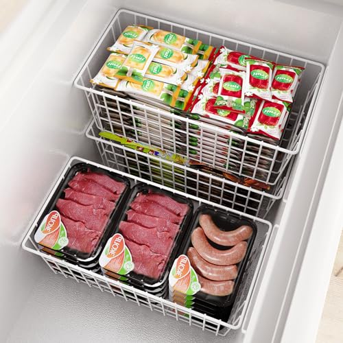 Orgneas Freezer Organizer Bins, Freezer Baskets for Chest Freezer and Upright Freezer Refrigerator Dividers Frozen Meats Storage Containers Organizer for Fruits and Vegetables, 5 Packs - Image 4