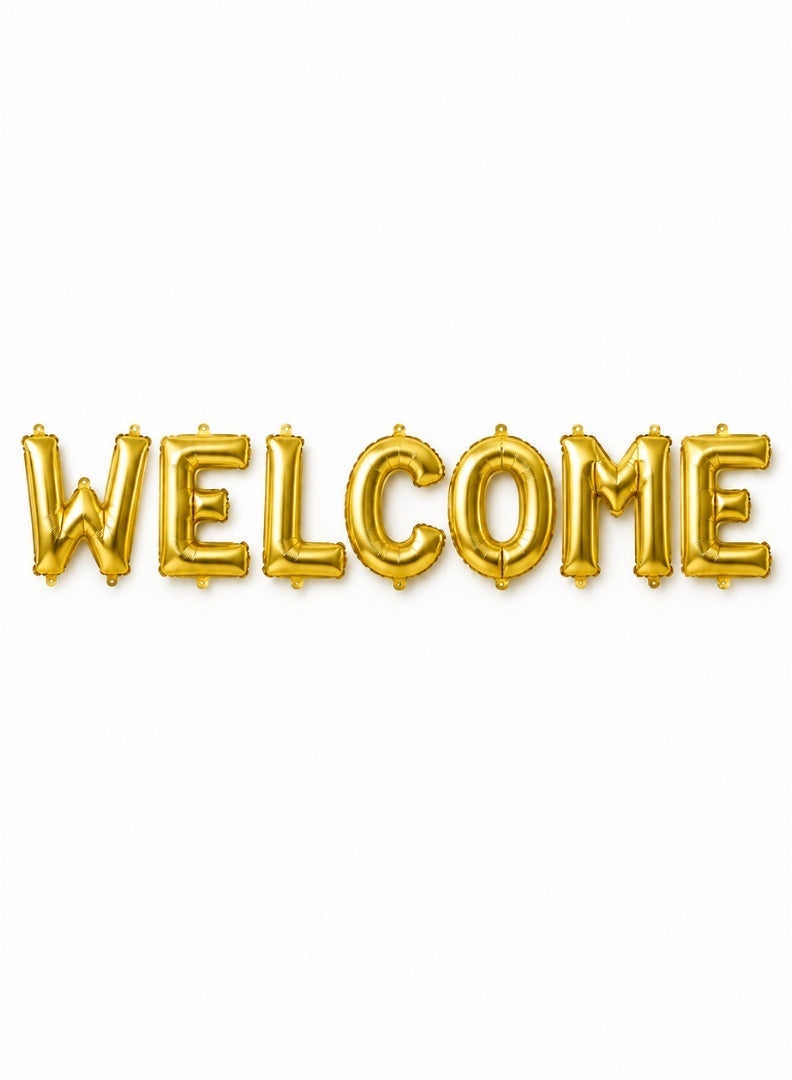 ITALO Welcome Foil Letter Balloon Banner Set, 7 Pieces, 16-Inch Party Decoration | Gold - Image 2