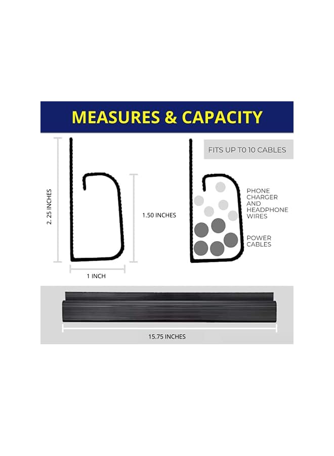 PROMASS J Channel Desk Cable Raceway Management – Set of 4 Computer Wire Channel Management Kit, Black Under Table Cord Organizer, Easy Install Wire Organizer Trays for Office and Home - Image 5