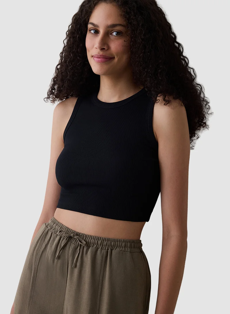 Penti Basic Black Rib Crop Top