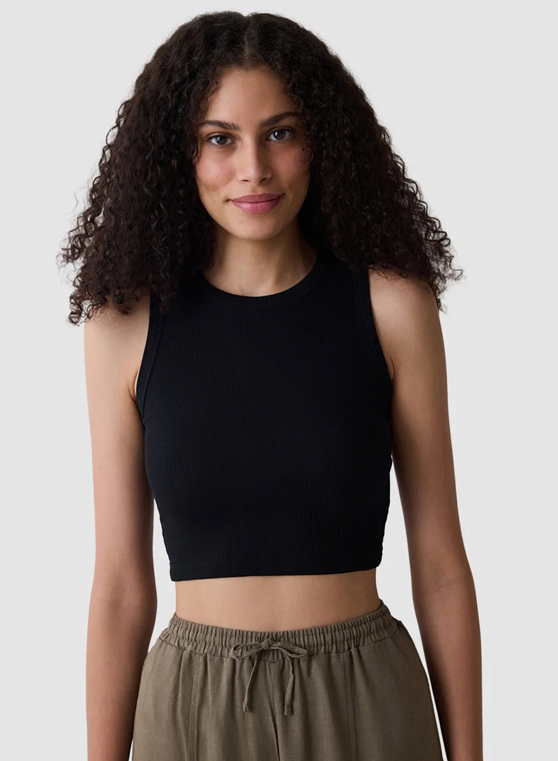 Penti Basic Black Rib Crop Top