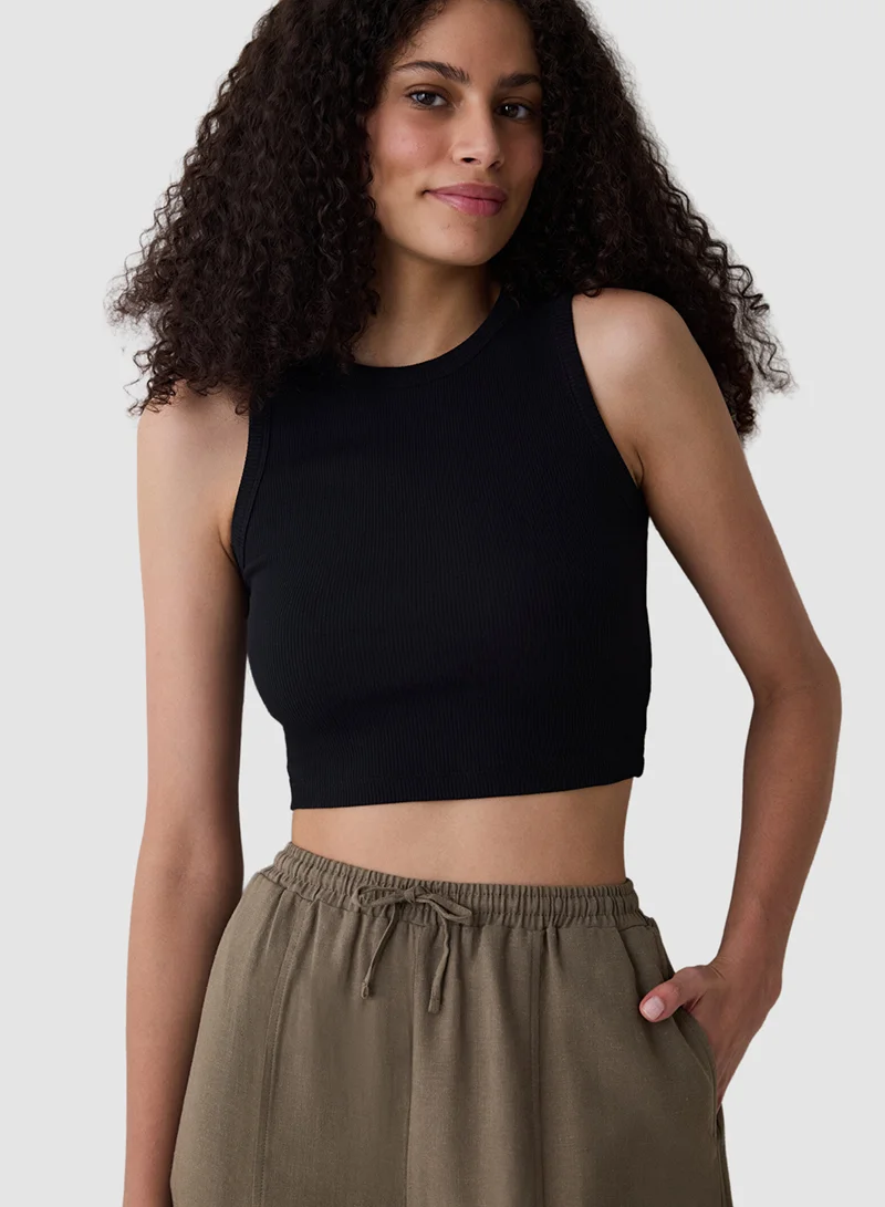 Penti Basic Black Rib Crop Top