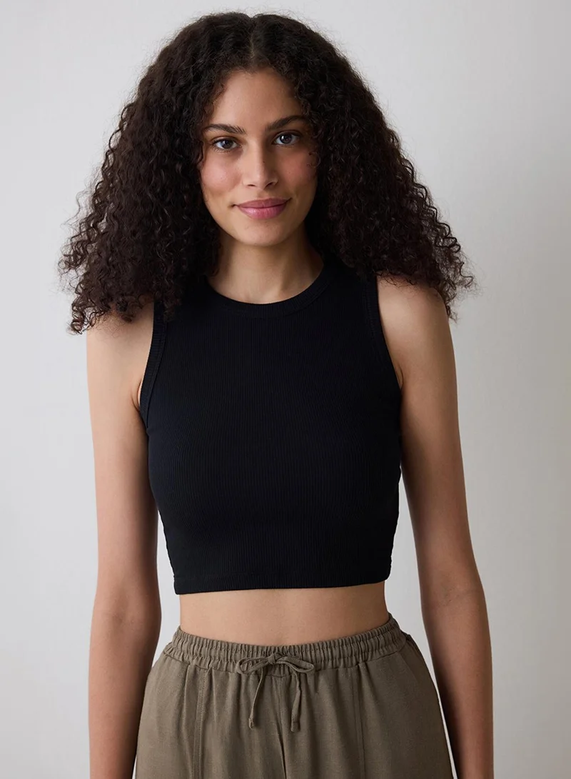 Penti Basic Black Rib Crop Top