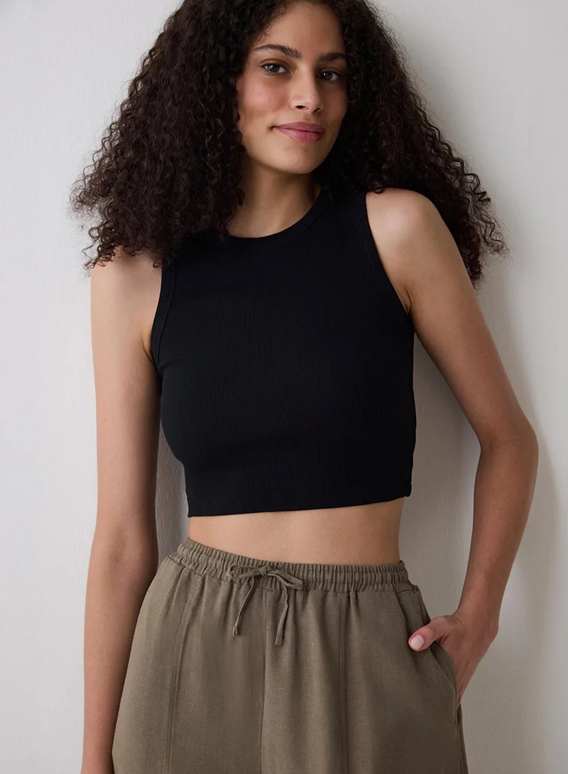 Penti Basic Black Rib Crop Top