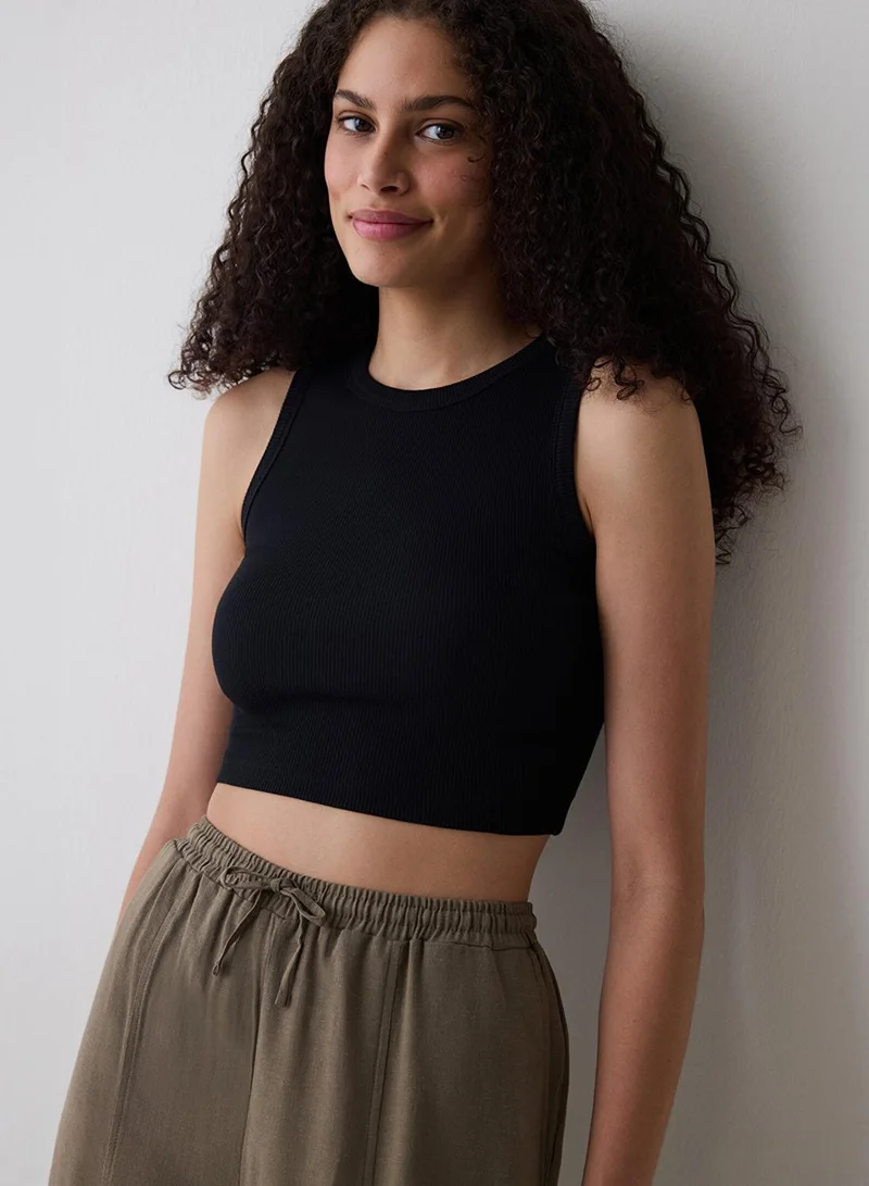 Penti Basic Black Rib Crop Top