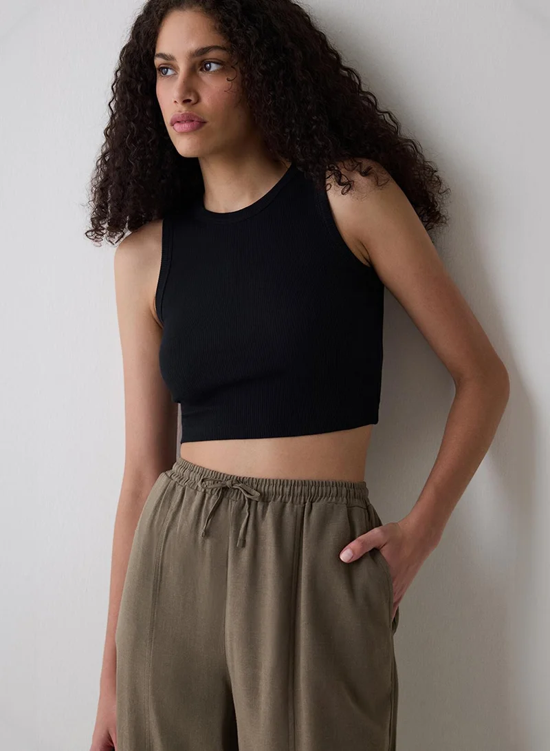 Penti Basic Black Rib Crop Top