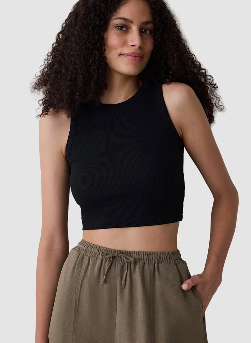 Penti Basic Black Rib Crop Top