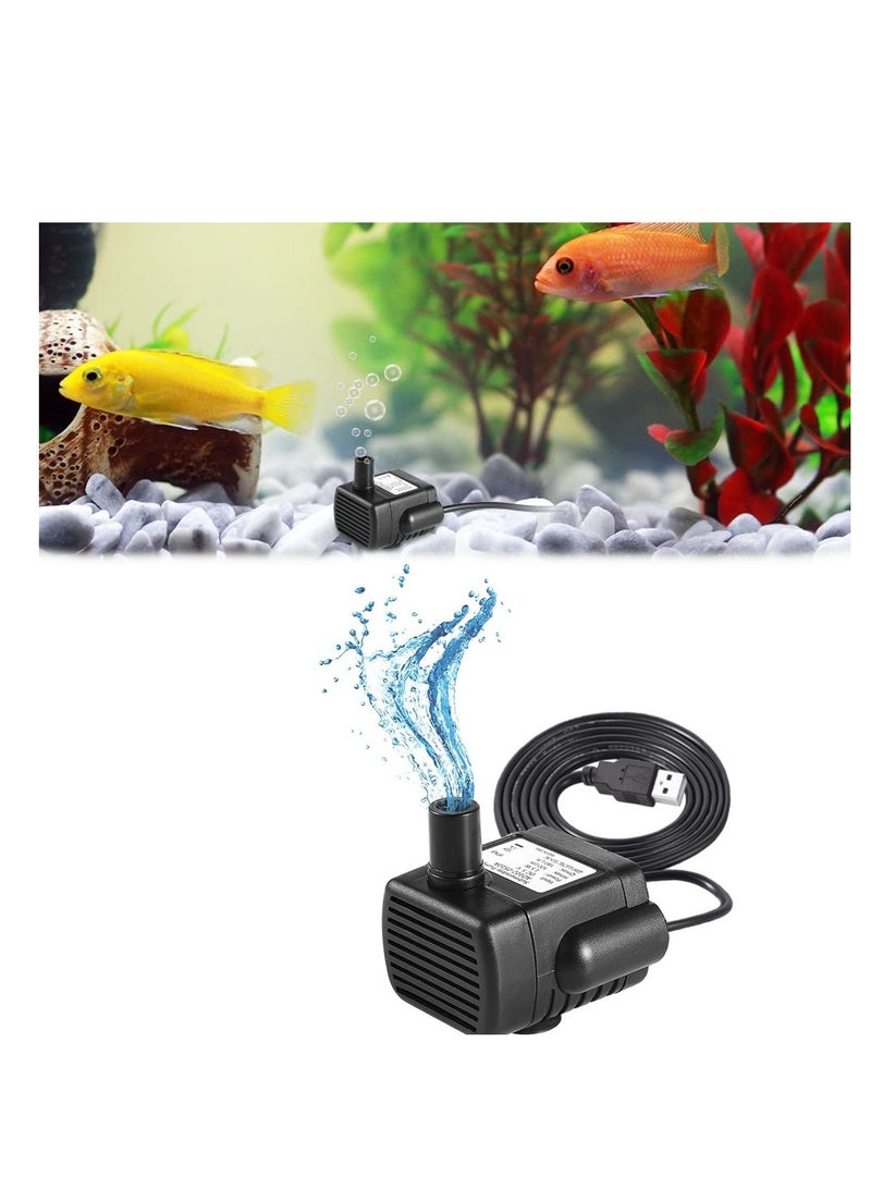 SYOSI Mini USB Fountain Pump Compact Submersible Pumps Efficient Water Pump Quiet Outdoor Small Pond Pump for Small Pond Fish Tank Long Cord 180L/H Black - Image 1