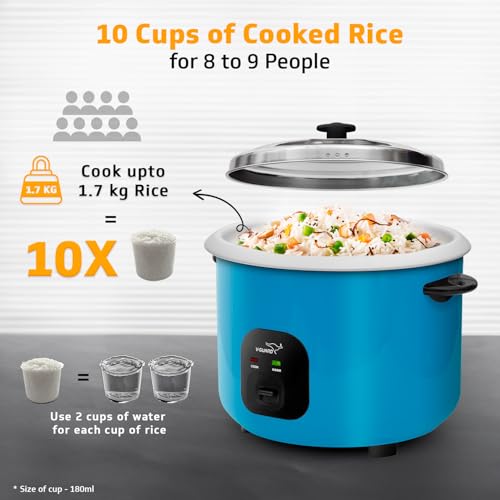 V-Guard VRC 2.8-Litre Electric Rice Cooker with 1000 W Power, 2 Pots, Spatula, Rice Separator | 5-Year Heating Plate & 2-Year Product Coverage by V-Guard | Automatic Cooking with Double-Layer Body & Cool Touch Handles - Image 5