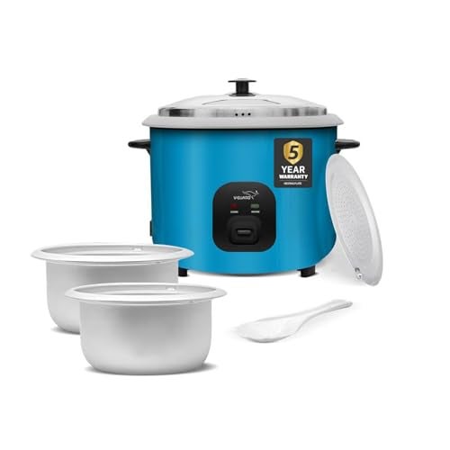 V-Guard VRC 2.8-Litre Electric Rice Cooker with 1000 W Power, 2 Pots, Spatula, Rice Separator | 5-Year Heating Plate & 2-Year Product Coverage by V-Guard | Automatic Cooking with Double-Layer Body & Cool Touch Handles - Image 1