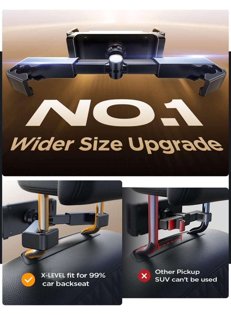 إكس ليفيل حامل جهاز لوحي وآيباد مثبت على مسند رأس السيارة، حامل جهاز آيباد في المقعد الخلفي، ملحقات سفر أساسية للرحلات الطويلة للأطفال والبالغين، يناسب جميع الأجهزة من 4.7 إلى 12.9 بوصة، ومنظم للسيارة، حامل جهاز آيباد في مسند رأس المقعد الخلفي - أسود - Image 5