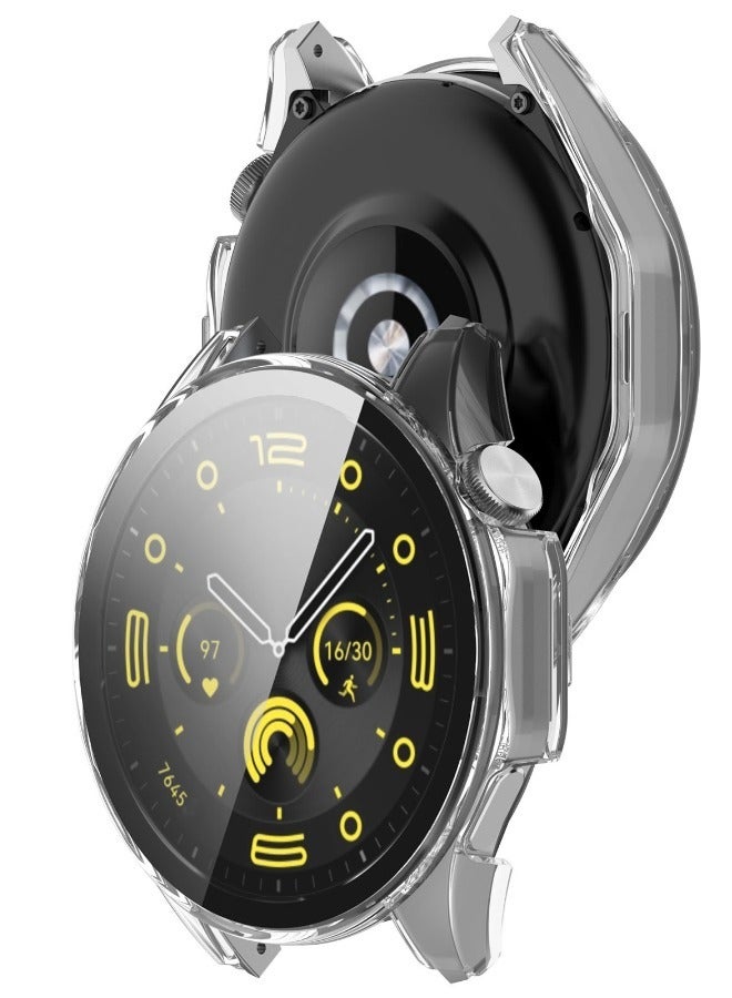 HUAWEI WATCH GT 4 46mm Case with 9H Tempered Glass Screen Protector, Unique Design Hard PC Waterproof Cover, Touch Sensitive Full Coverage Accessories for Huawei Watch GT4 46mm（Clear) - Image 3