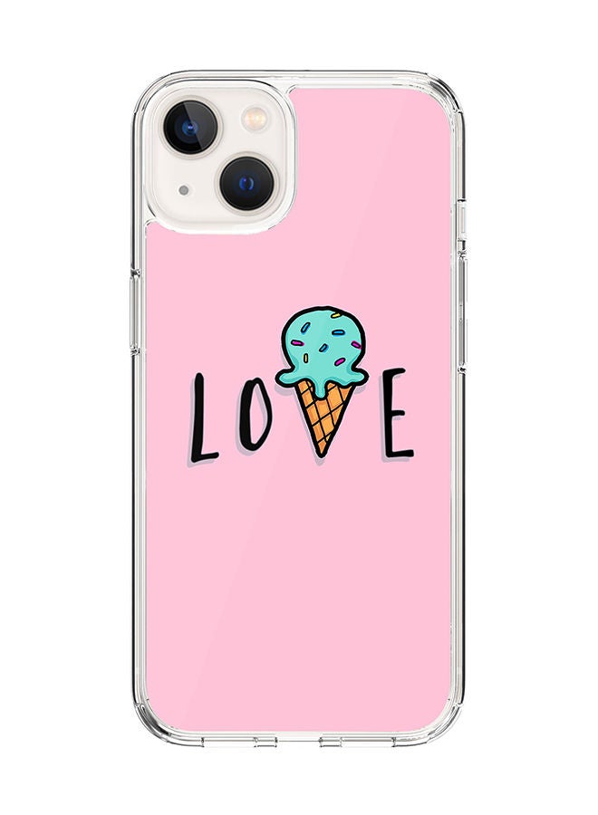 Stylizedd Classic Clear Case for Apple iPhone 14 Hybrid Soft Case Flexible Edges Anti Drop TPU PC Gel Thin Transparent Cover [ Designed for Apple iPhone 14 ] - LoveIcecream Cone Full Print - Image 1