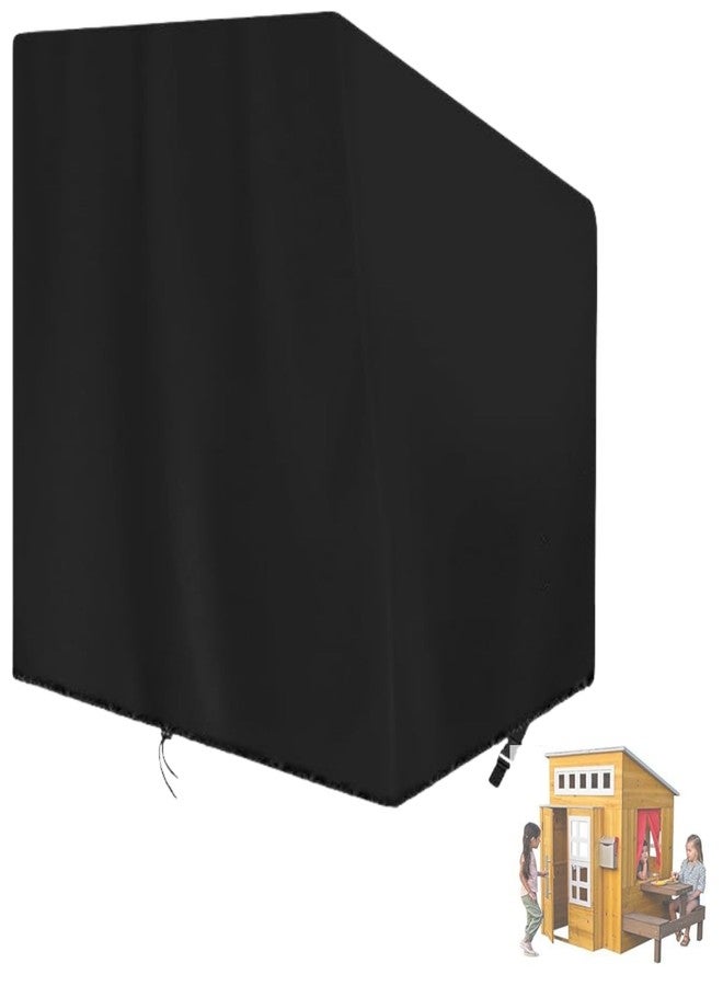 Andacar Outdoor Playhouse Cover for Kidkraft Wooden Playhouses, Waterproof Dustproof Play Houses Cover for Kids Outside Black - 76"L×51"W×61"H, Black - Image 1