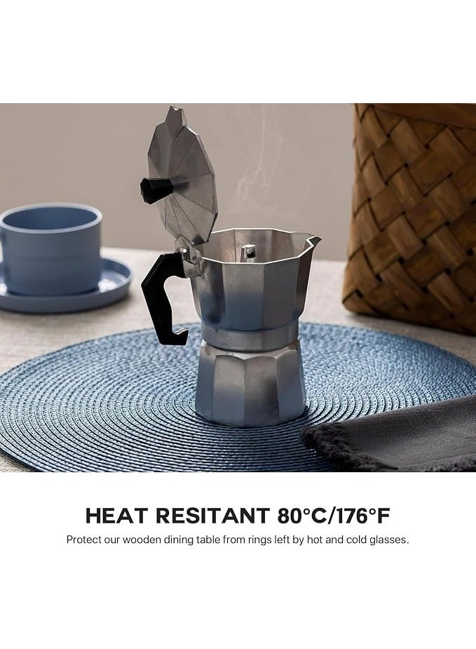 Round Placemats Set of 4 Plastic Woven Placemats Washable Wipeable Table Mats for Dining Table Heat Resistant Non-Slip Circle Place Mats (Royal Blue) - Image 4