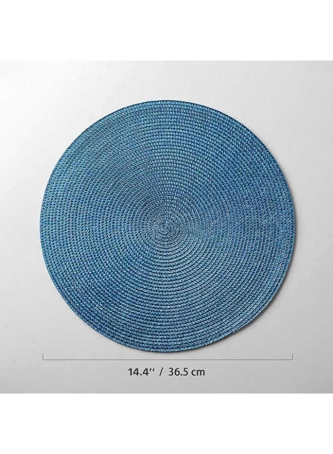 Round Placemats Set of 4 Plastic Woven Placemats Washable Wipeable Table Mats for Dining Table Heat Resistant Non-Slip Circle Place Mats (Royal Blue) - Image 3