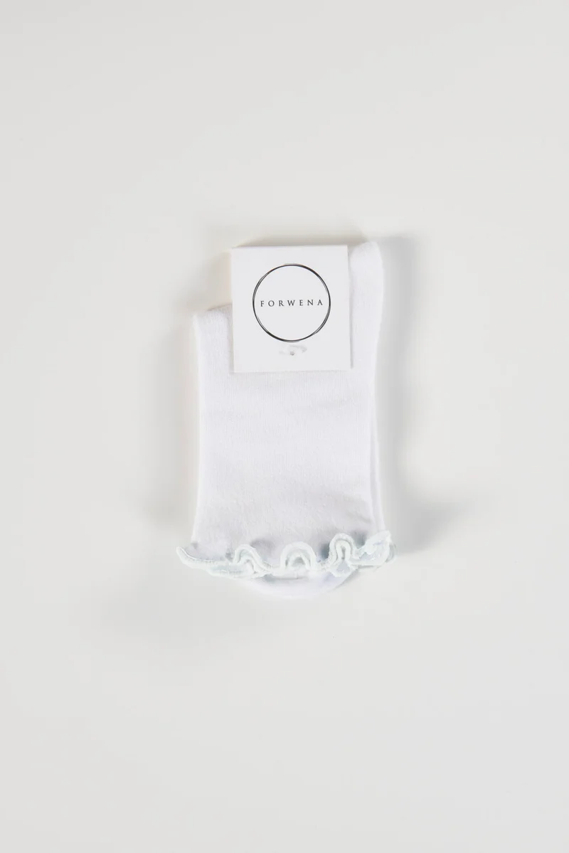 Forwena White Frilly Modal Elastic Seamless Women's Sock Socks