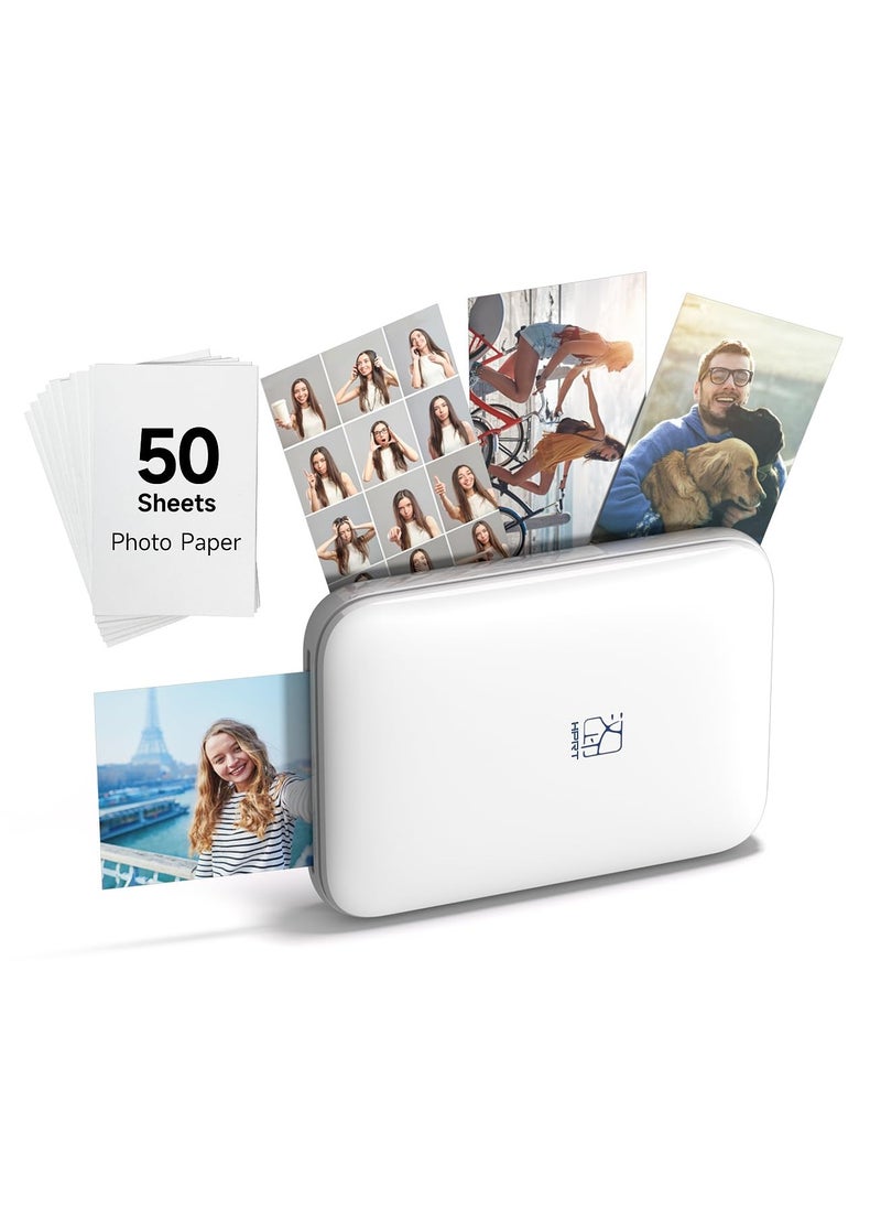 Smart Rahah HPRT MT53 Portable Pocket Photo Printer  Adhesive Paper, ZINK Inkless Instant Print, AR Video Support, Bluetooth Wireless, Compact  Printer for iOS/Android 