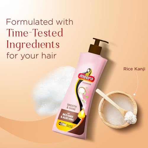 Meera Smooth & Shine Shampoo with Rice Kanji & Aloe Vera | Up to 72 Hours Smooth & Shiny Hair | Nourishes & Softens Hair | Suitable for Men & Women | 340ml - Image 3