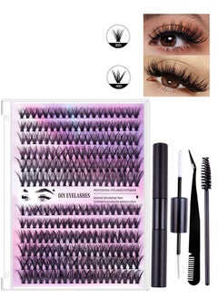 Segmented false eyelash set 240 clusters, 30D 40D Mix Lash Clusters, with Double Headed Glue, Tweezers, and Eyelash Brush, Eyelash Extension Kit, Enlarge Eyes Naturally, Curl Eyelash, DIY Eyelashes