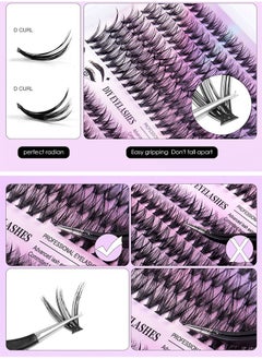 Beauty1234 Segmented false eyelash set 240 clusters, 30D 40D Mix Lash Clusters, with Double Headed Glue, Tweezers, and Eyelash Brush, Eyelash Extension Kit, Enlarge Eyes Naturally, Curl Eyelash, DIY Eyelashes  - Image 5