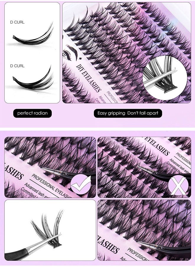 Beauty1234 - Segmented false eyelash set 240 clusters, 30D 40D Mix Lash Clusters, with Double Headed Glue, Tweezers, and Eyelash Brush, Eyelash Extension Kit, Enlarge Eyes Naturally, Curl Eyelash, DIY Eyelashes - Image 1