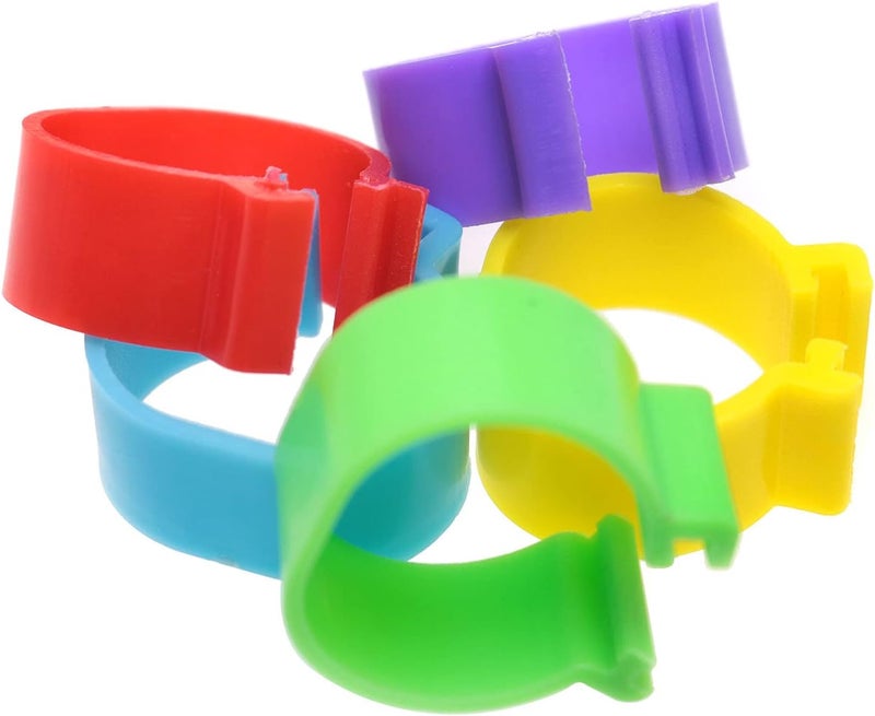 Mutai 16mm Chicken Identification Band 50PCS 16mm 5Color Plastic Poultry Chickens Ducks Leg Rings Clip-On Round Tags Poultry Identification Bands - Image 1