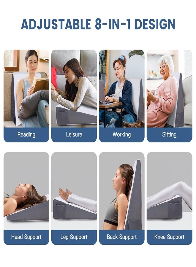JoliNuit Bed Wedge Pillow for Sleeping, and Resting, Gel Memory Foam Pillow for Back, Knee Pain Relief After Surgery, 7.5 Inch Triangle Elevation Cushion for Acid Reflux,Gerd,Anti Snoring - Image 5