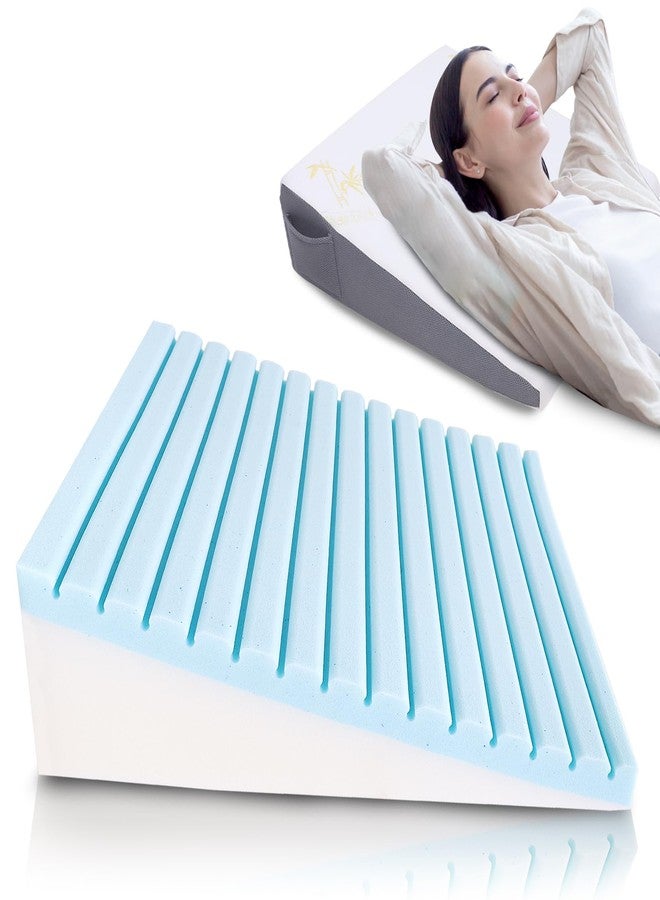 JoliNuit Bed Wedge Pillow for Sleeping, and Resting, Gel Memory Foam Pillow for Back, Knee Pain Relief After Surgery, 7.5 Inch Triangle Elevation Cushion for Acid Reflux,Gerd,Anti Snoring - Image 1