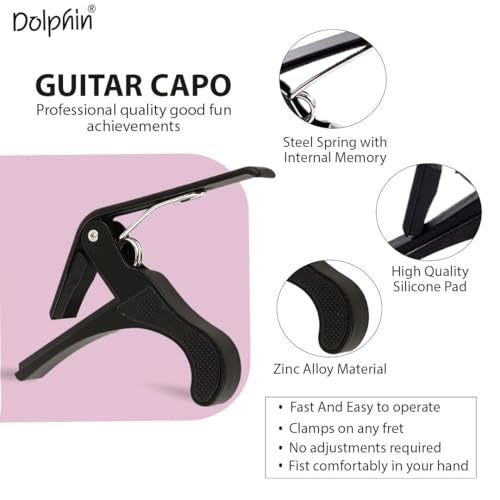 Dolphin B-4 One Handed Trigger Alloy Guitar Capo Quick Change For Ukulele, Electric And Acoustic Guitars (Multicolor) - Image 2