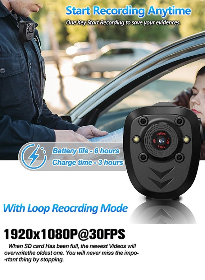 TT Body Camera with 1080P Recording Wireless Cam Built-in 128GB Card 1080P Police Recorder Security Cam with Night Vision Dash Cam for Home/Outdoor/Law Enforcement - Image 4
