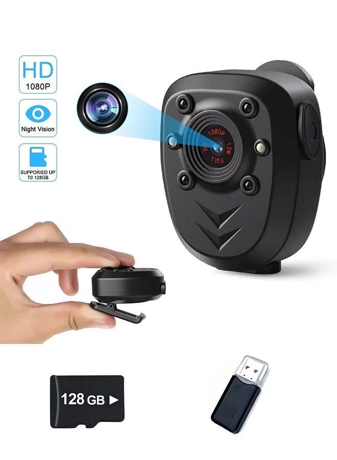 TT Body Camera with 1080P Recording Wireless Cam Built-in 128GB Card 1080P Police Recorder Security Cam with Night Vision Dash Cam for Home/Outdoor/Law Enforcement - Image 1