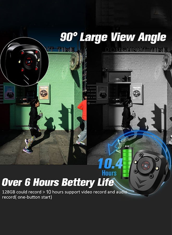 TT Body Camera with 1080P Recording Wireless Cam Built-in 128GB Card 1080P Police Recorder Security Cam with Night Vision Dash Cam for Home/Outdoor/Law Enforcement - Image 3