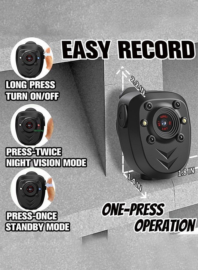 TT Body Camera with 1080P Recording Wireless Cam Built-in 128GB Card 1080P Police Recorder Security Cam with Night Vision Dash Cam for Home/Outdoor/Law Enforcement - Image 2