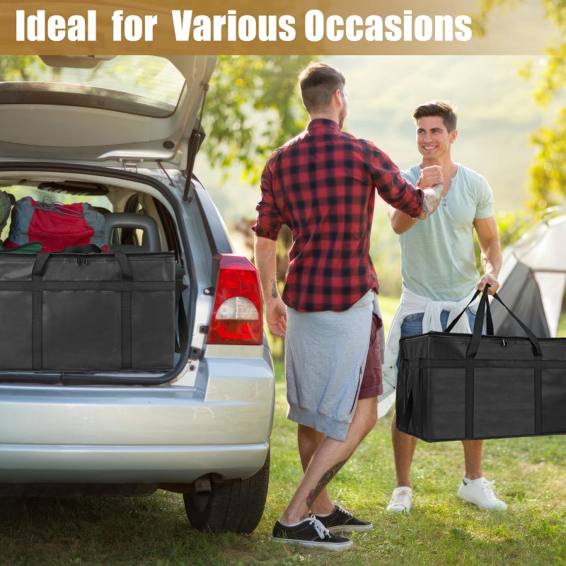 PEASUG 2PCS Insulated Bags for Food Delivery, XXXL Pizza Delivery Bags, Large Capacity Cooler Bag Keep Food Warm for Grocery Shopping and Catering, Foldable, Heavy-Duty (Black) - Image 2