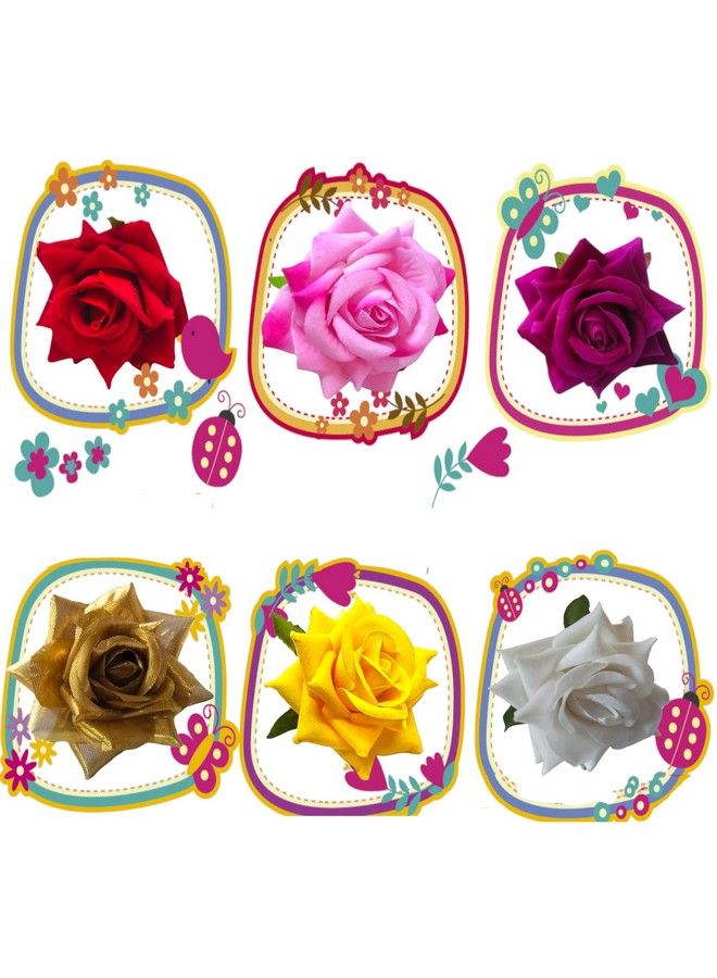 LYF5STAR Mixgl Multi Color Combo Pack Of U Pin Hair Accessoriesset Of 6 Hair Pins Handmade Rose Juda Pin Elegant Red Bridal Hairpin Stylish Hair Accessories For Girls And Women Pack Of 6 - Image 1