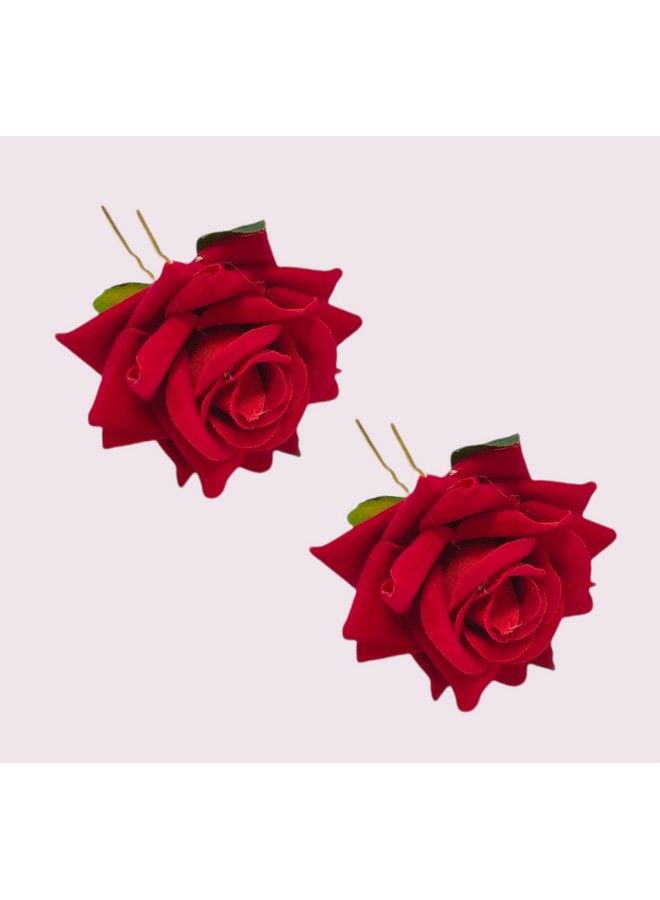 LYF5STAR Mixgl Multi Color Combo Pack Of U Pin Hair Accessoriesset Of 6 Hair Pins Handmade Rose Juda Pin Elegant Red Bridal Hairpin Stylish Hair Accessories For Girls And Women Pack Of 6 - Image 4