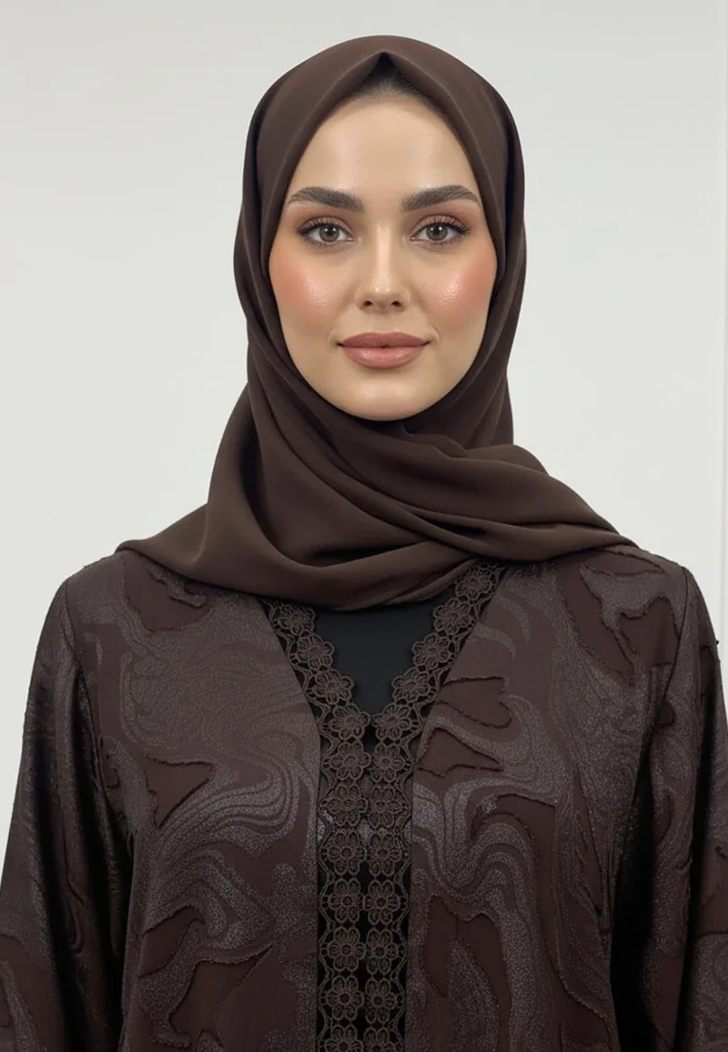 نخبة Maya Textured Embossed Abaya | Double Chiffon Fabric-910