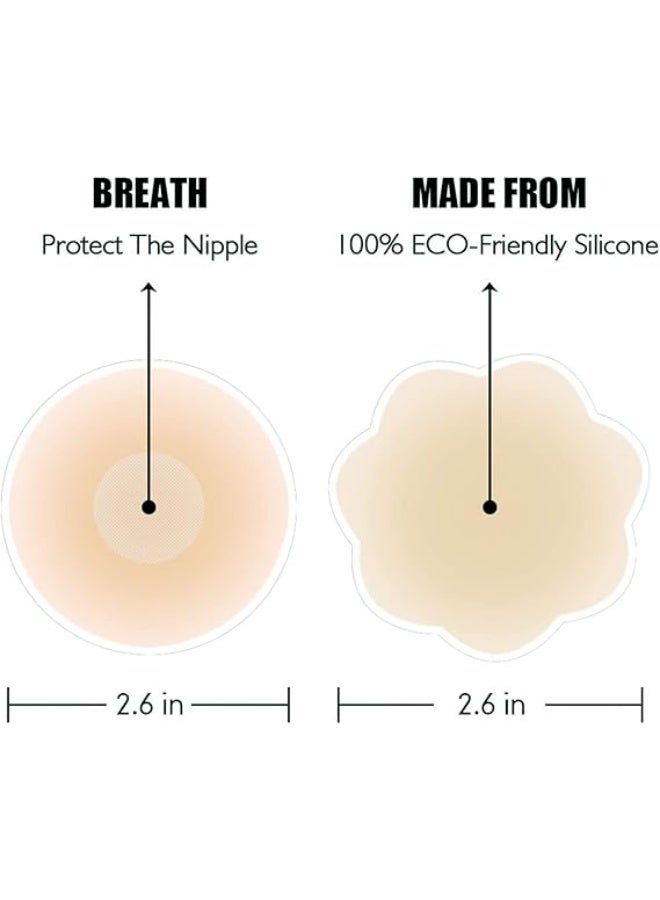 8-Pair Nipple Covers - Seamless, Transparent Silicone Nipple Covers, Reusable, Adhesive (Includes 1 Frosted Storage Box - Random Color) - Image 2