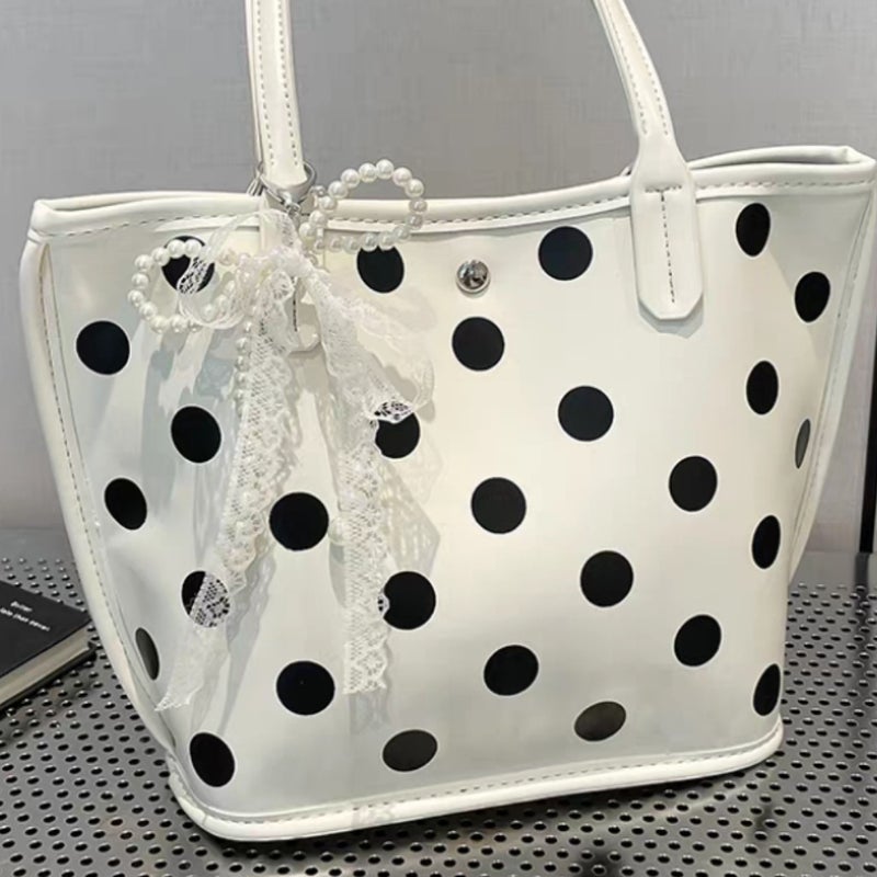 Large-Capacity Commuter Polka Dot Bag For Women Versatile Niche Bucket Bag Simple And Stylish Shoulder Handbag - Image 4