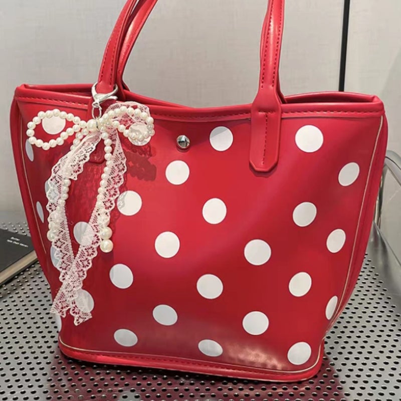 Large-Capacity Commuter Polka Dot Bag For Women Versatile Niche Bucket Bag Simple And Stylish Shoulder Handbag - Image 5