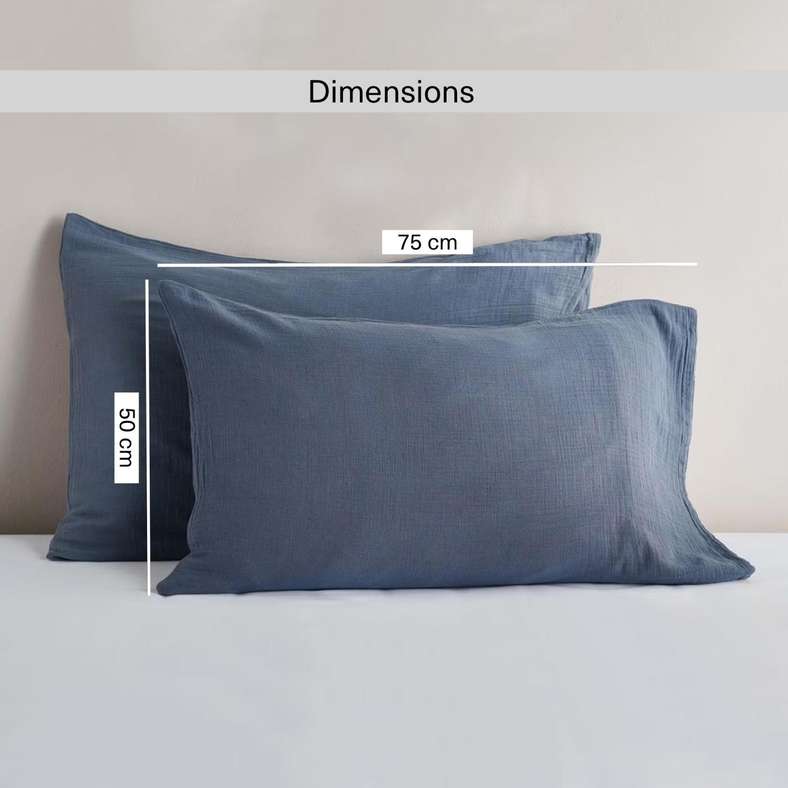 Pan Home Feather Soft Muslin Pillow Case Set - Orage Blue - Image 5